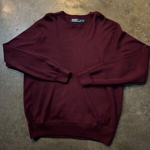 Vintage Polo Ralph Lauren Sweatshirt Men XL Burgundy Crewneck Pony Logo Cotton
